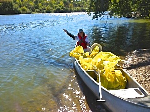 canoe with trash