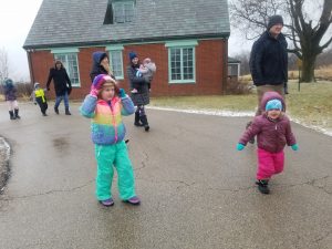 Second Saturday group going for a hike