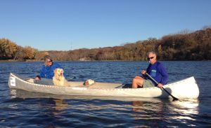 gs and bucky in canoe