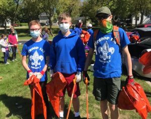 Troop 155 come out to clean the river during the pandemic